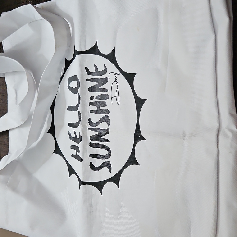 Hello Sunshine White Tote Shopping Market Bag